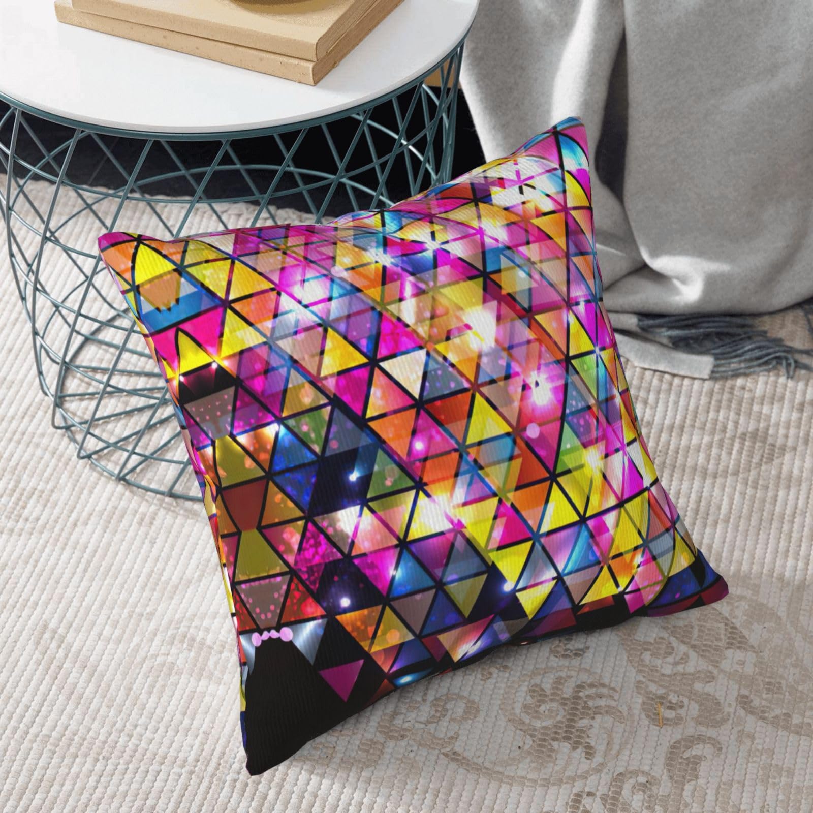 カラフル幾何学模様クッション Amazon.co.jp: WURTON カラフルな幾何学的な三角形プリント装飾